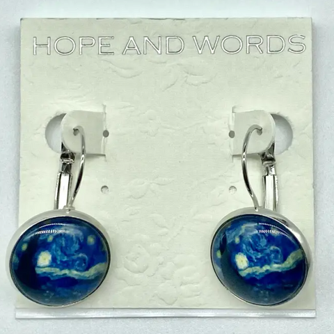 Starry Night Van Gogh Lever back Earrings