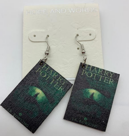 Book wood, wire earring Harry Potter earring