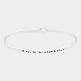 "I Heart you to the Moon and Back" Brass Thin Metal Hook Bracelet Second Best Seller