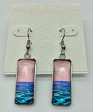Beach Green and Blue Ocean wire earring