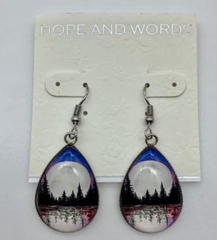 Moon Painted Handcraft wire earring