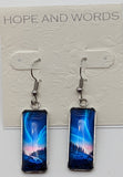 Northern Lights Glass Cabochon Rectangle Wire Earrings