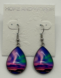 Northern Lights Rainbow oval wire earring