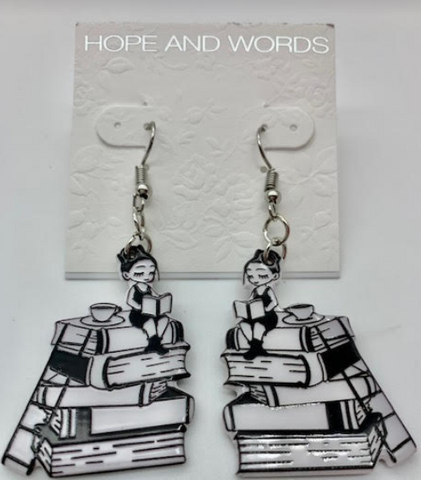 Book with coffee wire earring