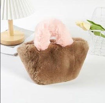 Faux Fur Brown and Pink Tote