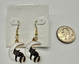 Cat on Moon Wire Earring AECM