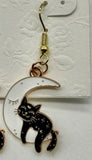 Cat on Moon Wire Earring AECM