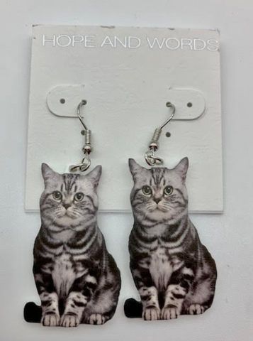 Cat MEOW wire acrylic earring
