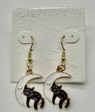 Cat on Moon Wire Earring AECM