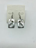 Cat and silver moon wire earring
