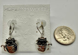 Cat in silver tea cup lever back earring LA3032