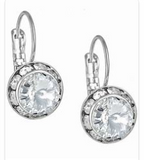 Austrian Crystal Round Drop Earring Clear-Lever Back, French Back #1