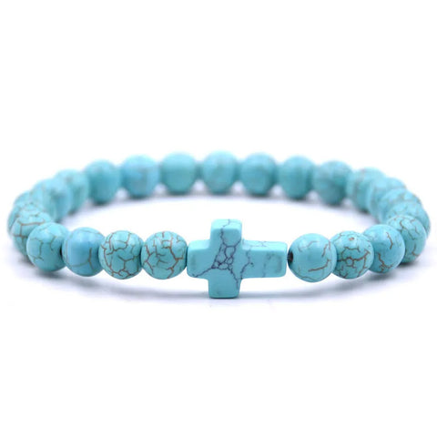 Cross Beaded Stretch Bracelet