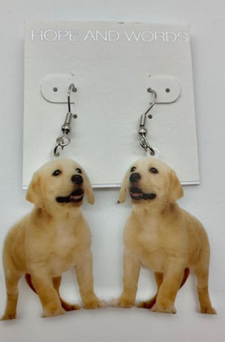 Dog wire earring - Yellow Lab Full of Fun