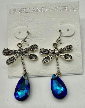 Dragonfly wire blue stone earring AEFUTZ