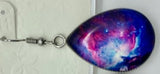 Stars purple teardrop wire earring glass