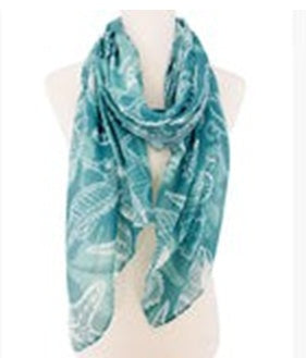 Green-White Seahorse & Sea Star Scarf