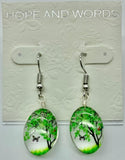 Green tree wire earring