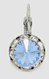 Austrian Crystal Round Drop Earring Light Sapphire Blue-Lever back, French back