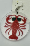 Lobster with sunglasses wire earring