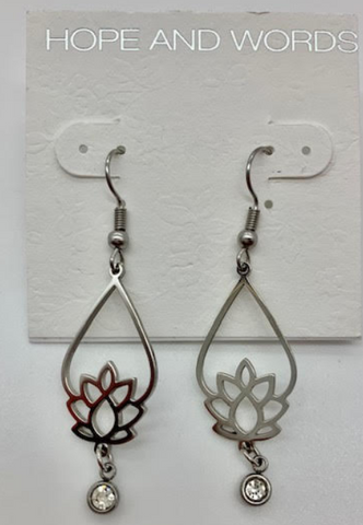 Lotus crystal wire earring