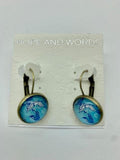 Mermaid Lily Inspired Fashion Glass Dome Lever back earrings