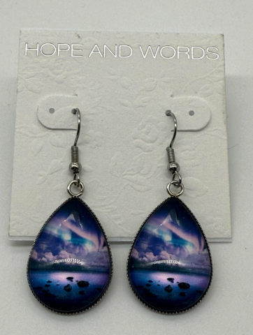 Northern Lights Purple Sky, Lake earrings