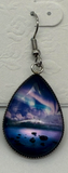 Northern Lights Purple Sky, Lake earrings