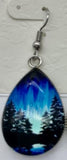 Northern lights with evergreen trees wire earrings