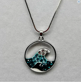 Ocean Wave Charm Pendant Necklace