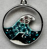 Ocean Wave Charm Pendant Necklace