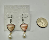 Vintage pink stone pearl wire earring AE 1102853216