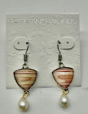 Vintage pink stone pearl wire earring AE 1102853216