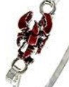 Lobster Bracelet Antique Silver Tone Red Epoxy