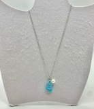 Sea glass Aqua wave necklace