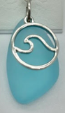 Sea glass Aqua wave necklace
