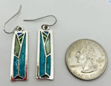 STAINED GLASS BLUE WIRE EARRING