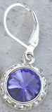 Austrian Crystal Round Drop Earring Tanzanite-Lever back, French back #30