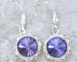 Austrian Crystal Round Drop Earring Tanzanite-Lever back, French back #30