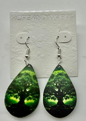 Tree wooden wire earring AE7-1