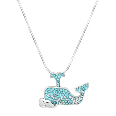 Whale Blue Rhinestone Necklace