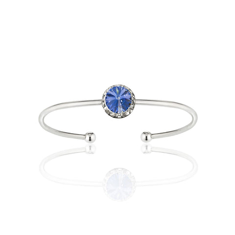 Austrian Crystal Cuff Bracelet Light Sapphire