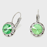 Austrian Crystal Round Drop Earring Peridot-Lever Back, French Back #24