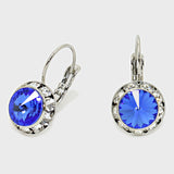 Austrian Crystal Round Drop Earring Sapphire-Lever back, French back #26