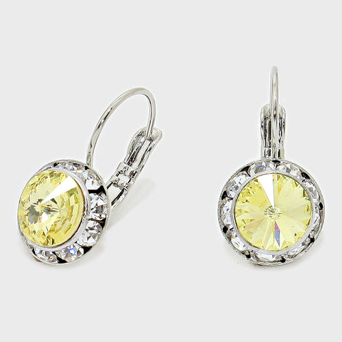 Austrian Crystal Round Drop Earring Yellow #33