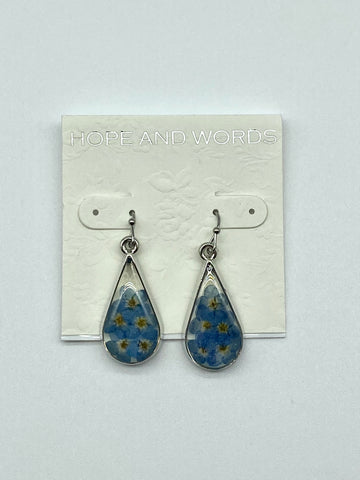 Hydrangea Blue Flower Wire Earrings AEE501