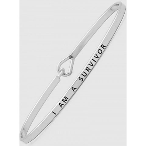 I Am A Survivor Thin Metal Hook Bracelet