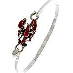 Lobster Bracelet Antique Silver Tone Red Epoxy