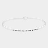 "I Heart you to the Moon and Back" Brass Thin Metal Hook Bracelet Second Best Seller