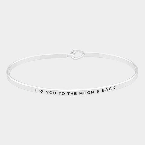 "I Heart you to the Moon and Back" Brass Thin Metal Hook Bracelet Second Best Seller